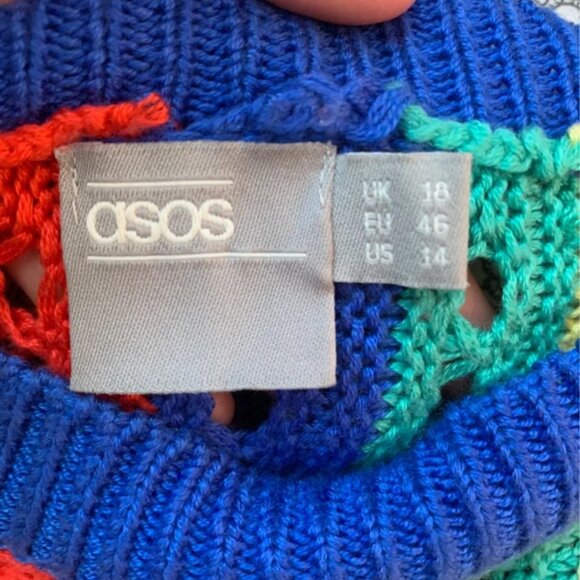 Multi colour rainbow knit / crotchet ASOS jumper - Picture 4 of 4